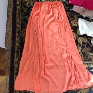 Size small Zara orange maxi skirt.